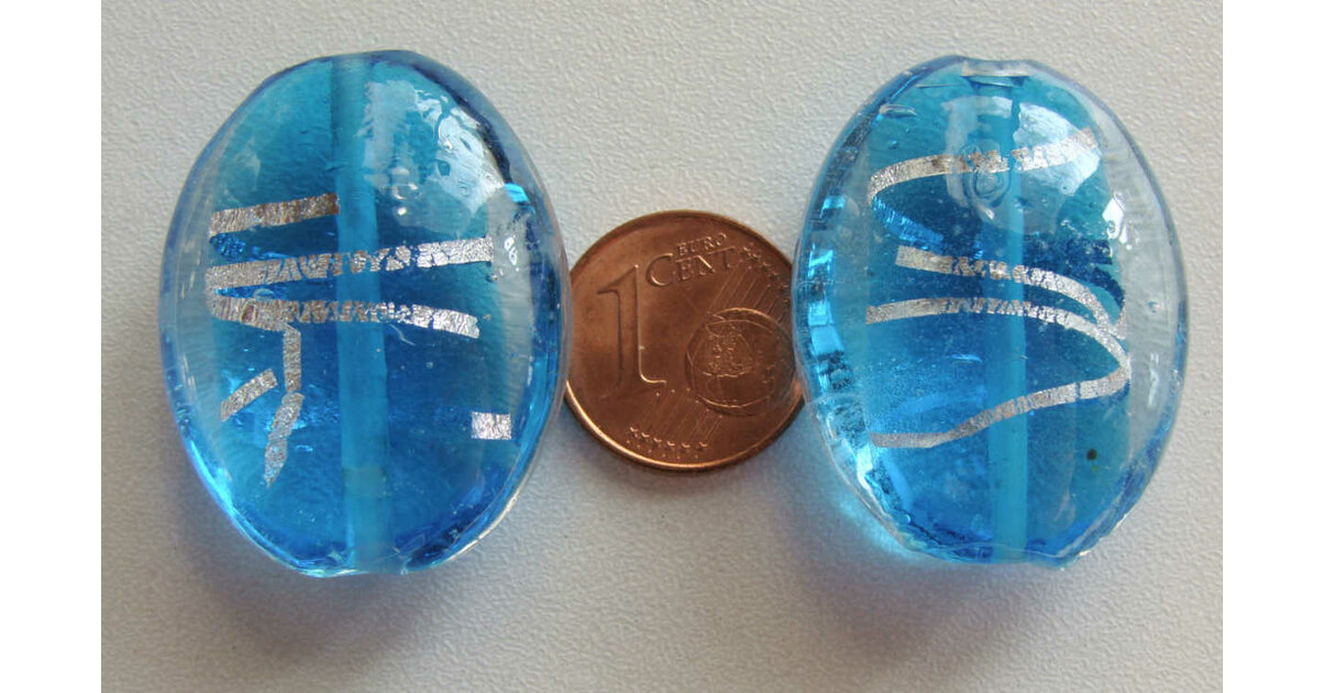 6 Perles En Verre Ovales Bleu Roi - 18x13 Mm, Pour Création De Bijoux - Neuf, Réf. 4558550005120